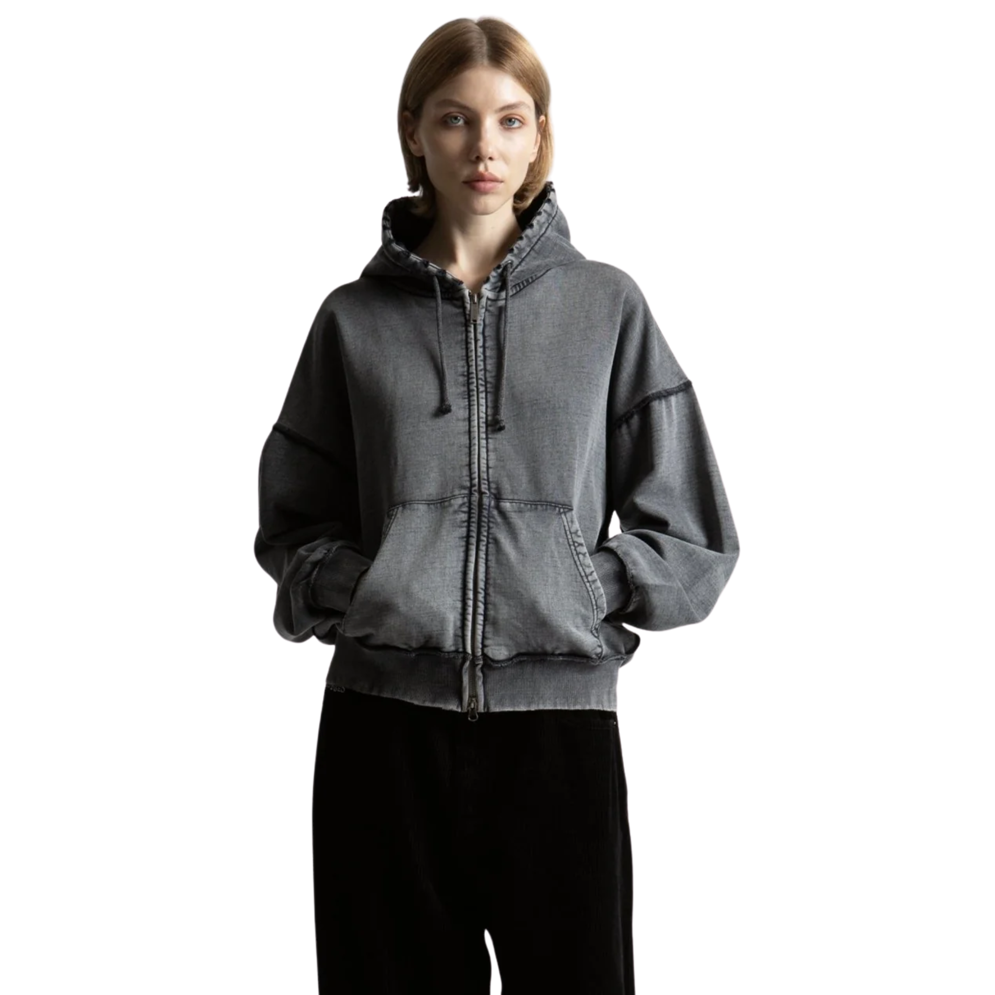 Veste - Kingdom Curve Faded Black Zip Hoodie - Wasted Paris