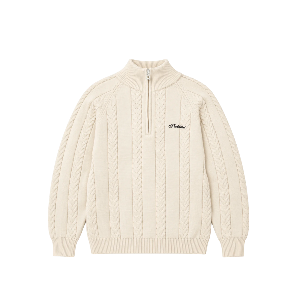 Pull - Cable Knit Quarter Zip Cream - Prohibited