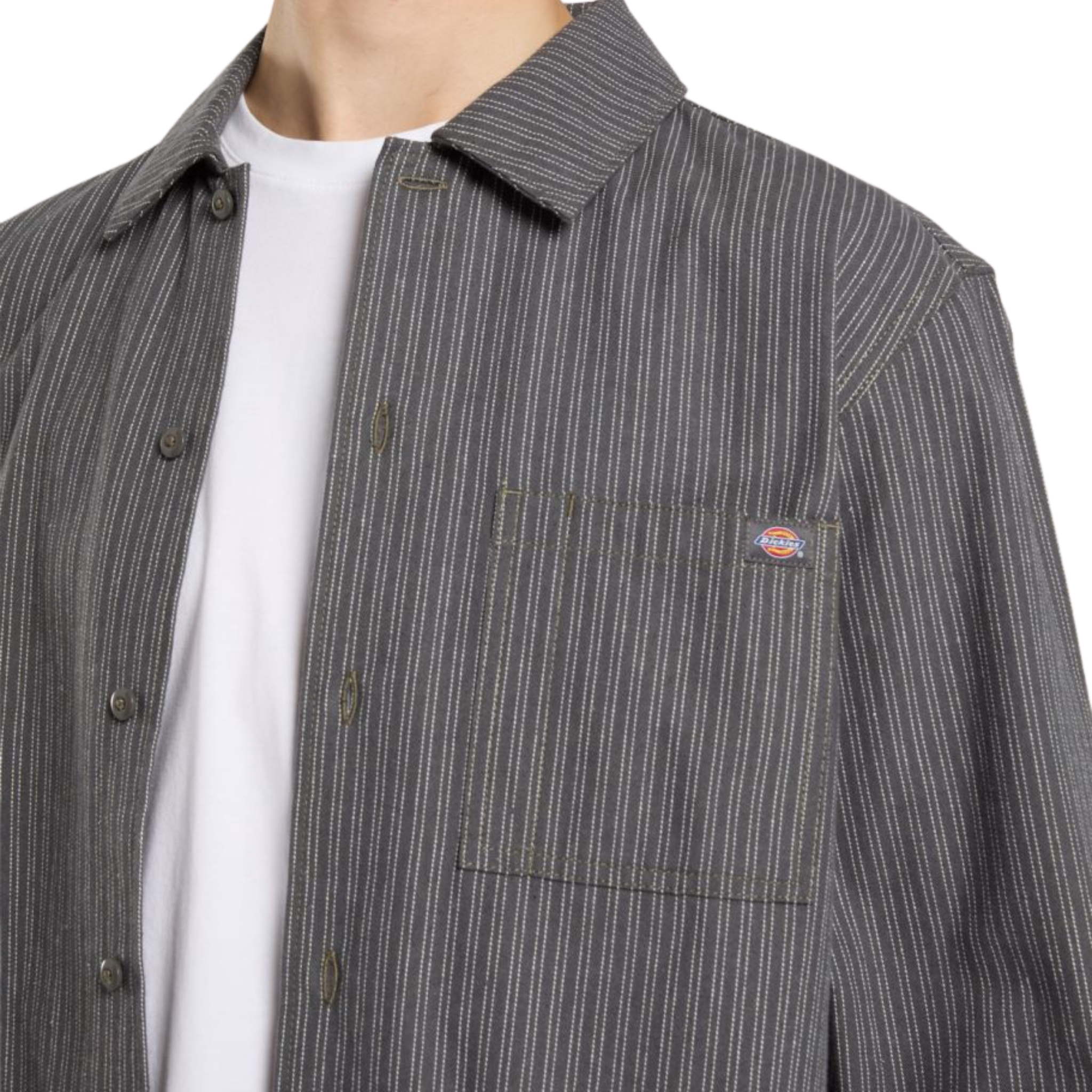 Chemise - Lima Pinstripe Shirt LS Charcoal - Dickies