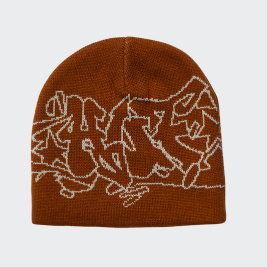 HUF BEANIE OUTLINES SKULL RUSSET