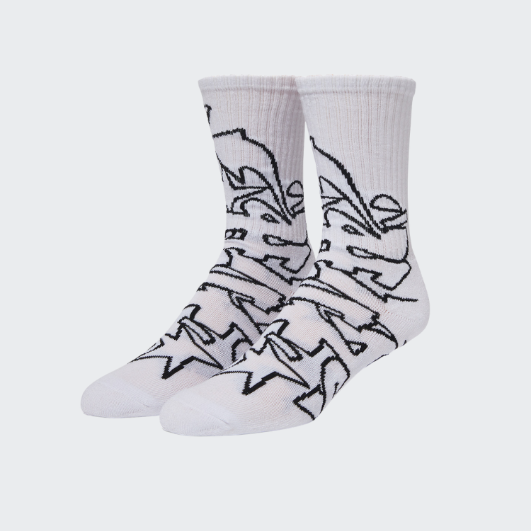 HUF SOCKS OUTLINES CREW WHITE