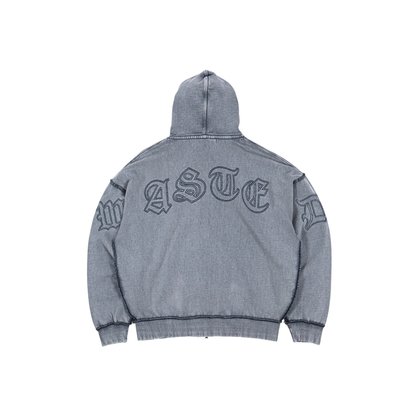 Veste - Kingdom Curve Faded Blue Zip Hoodie - Wasted Paris